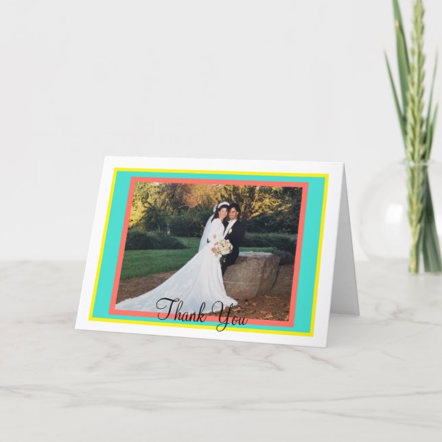 Türkis Monogram Wedding Dankeskarte (Vorderseite)
