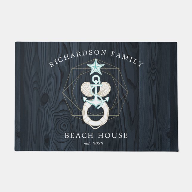 Türkis-Monogramm an der Küste Fußmatte (Vorderseite)