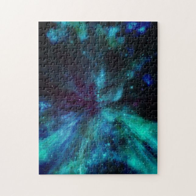 Türkis N Blauer Nebel und Sterne Puzzle (Vertikal)