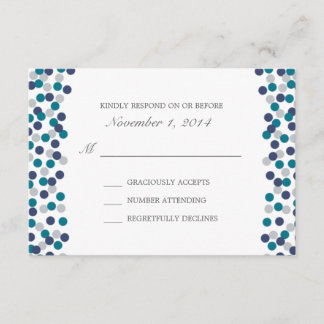 Türkis Navy Gray Polka Dot Wedding Response RSVP Karte