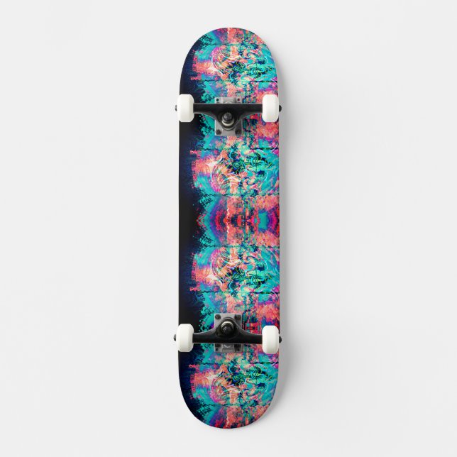 Türkis Neon Melt Skateboard (Vorderseite)
