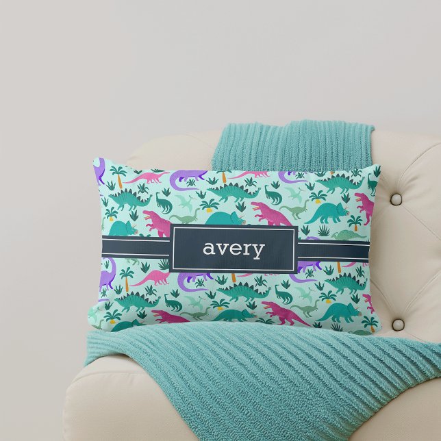 Türkis | Niedlich farbige Dinosaurier Muster Kids  Lendenkissen (Von Creator hochgeladen)
