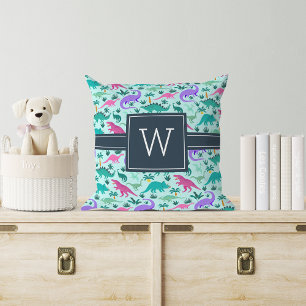 Türkis Niedlich farbiges Dinosaurier-Muster Kid Kissen