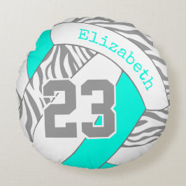 Türkis oder ANDERE FARBE w graue Zebra Volleyball Rundes Kissen