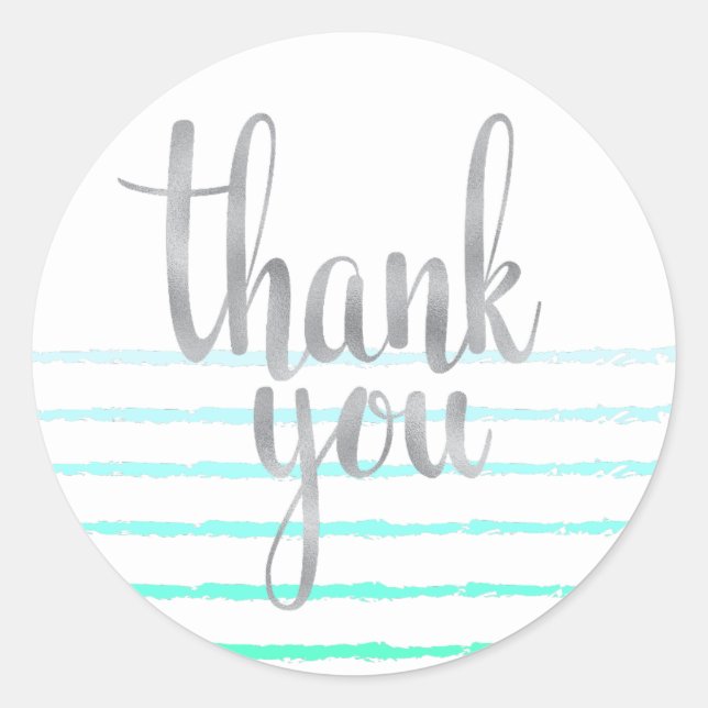 Türkis ombre danke Ihnen Aufkleber, rund Runder Aufkleber (Vorderseite)