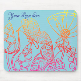 Türkis Ombre rainbow Butterfly Mousepad