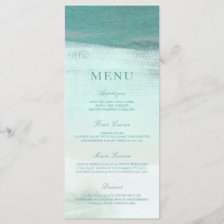 Türkis Ombre Watercolor Beach Wedding Menu Menükarte