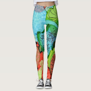 Türkis/orange abstrakte Leggings