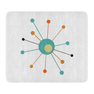 Türkis-Orange Atomera-Sternexplosion Mitte Jahrhun Schneidebrett