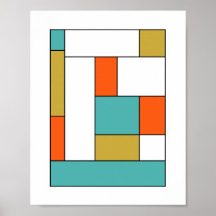 Türkis Orange Gold Farbfelder Mid Century Poster