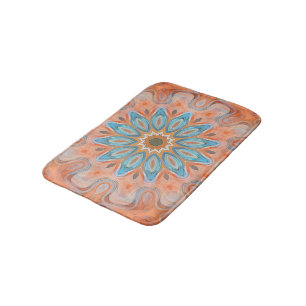 Türkis Orange Red Angesagt Mandala Round Sun Patte Badematte