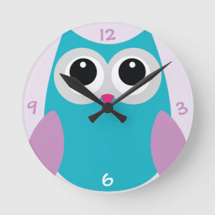 Türkis Owl Clock Runde Wanduhr