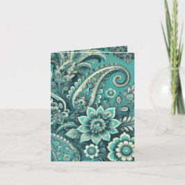 Türkis Paisley Floral Pattern Feiertagskarte