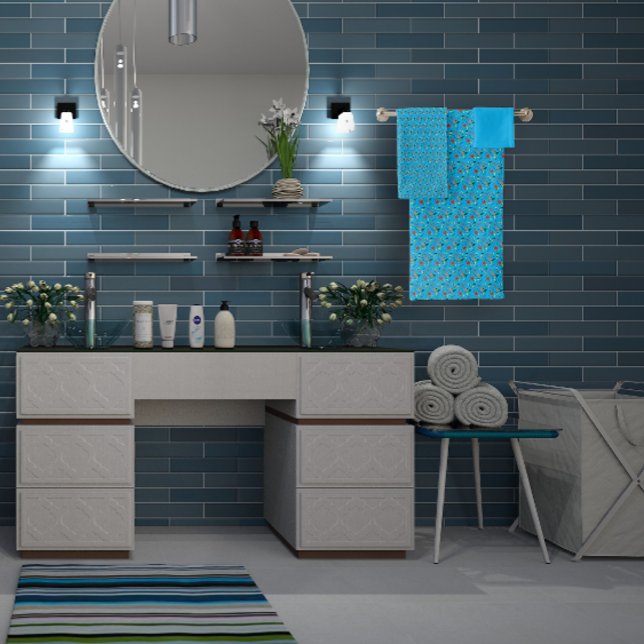 Türkis Pattern Mini-Wildblume Badhandtuch Set (Von Creator hochgeladen)