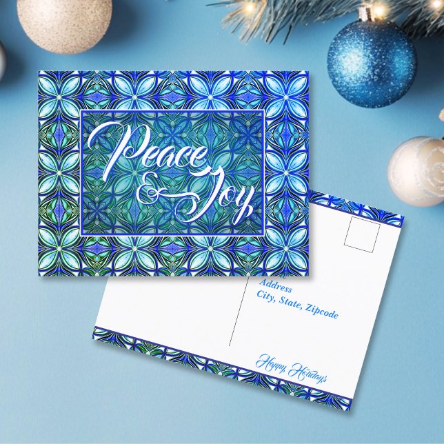 Türkis Peace & Freude Weihnachten Postkarte (Von Creator hochgeladen)
