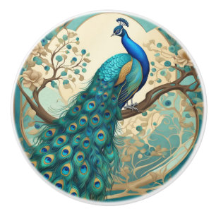 Türkis Peacock Bird Kunst, Dichtung und Musik Keramikknauf