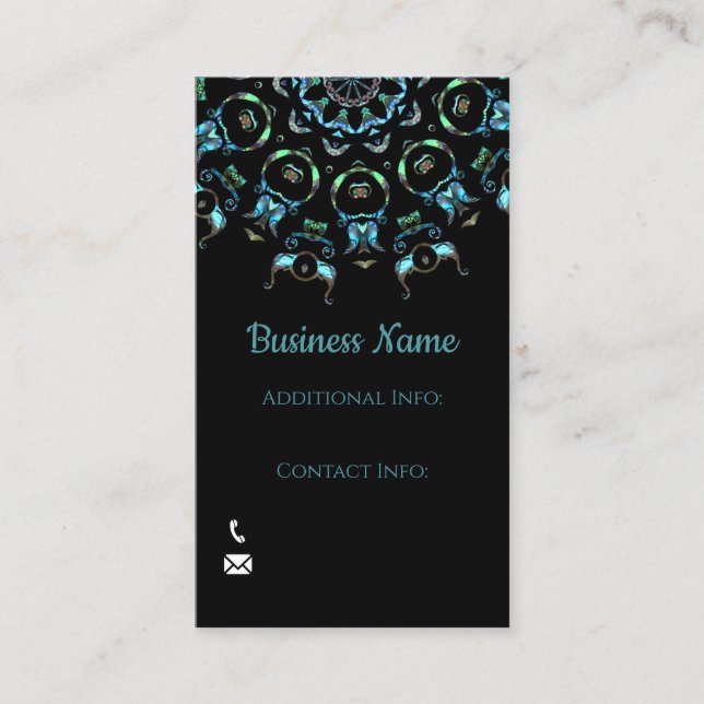 Türkis Pearl Mandala Business Card 2 Visitenkarte (Vorderseite)