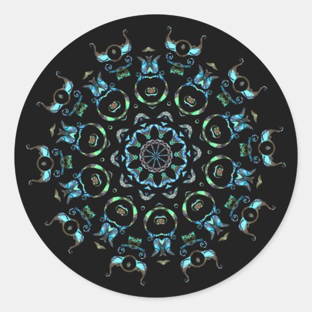 Türkis Pearl Mandala Stickers (Vorderseite)