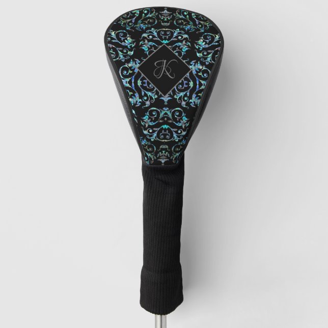 Türkis Pearl Pattern Mit Monogramm Golf Headcover (Vorderseite)