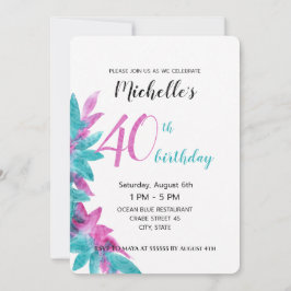 Türkis Pink Abstrakt Hawaiianische Blume Einladung