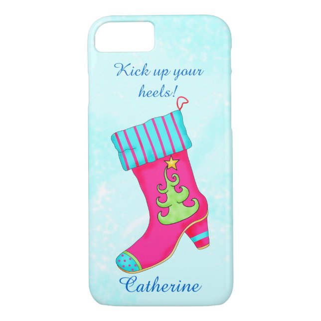 Türkis Pink Kick Up Heels Weihnachtsbootname Case-Mate iPhone Hülle (Rückseite)