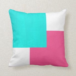 Türkis-Pink-weißer Farbblock Kissen