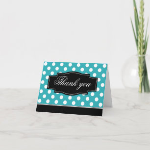 Türkis Polka Dot Schwarzer Rahmen Danke Karte