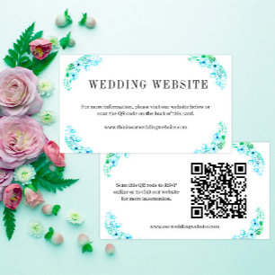 Türkis Poppies und Ferns Boho Wedding Website Begleitkarte