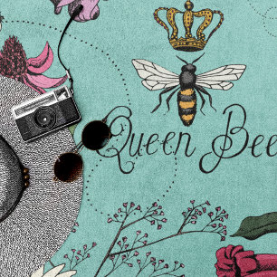 Türkis Queen Bee Floral Muster Strandtuch
