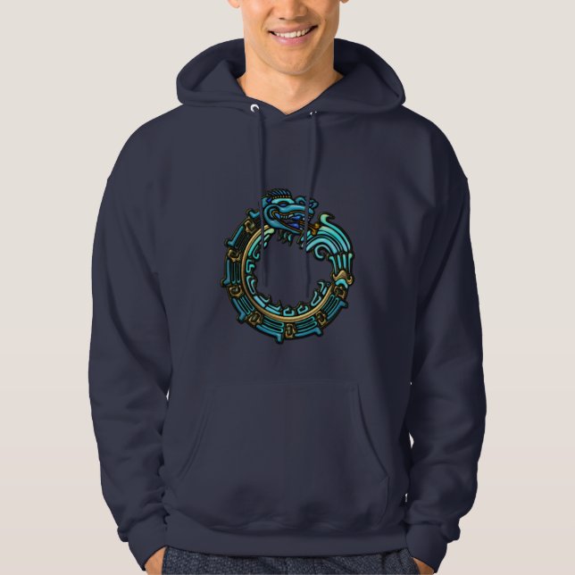 Türkis Quetzalcoatl Hoodie (Vorderseite)