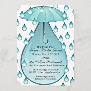 Türkis Raindrops Bridal Dusche Einladung