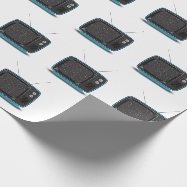 Türkis Retro TV Geschenkpapier (Ecke)