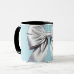 Türkis Robin-Ei-Blau Große Weiße Schleife Braut- Tasse