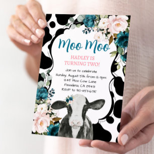 Türkis Rosa Blumenfarm zum Geburtstag Einladung