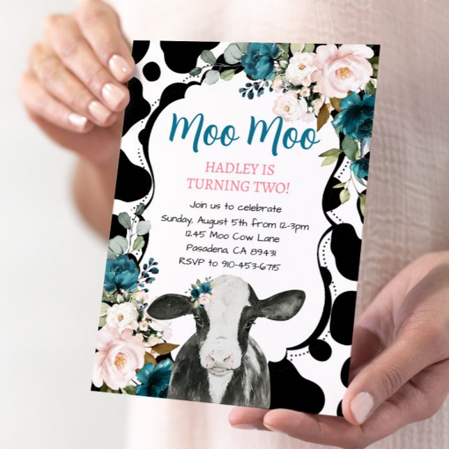 Türkis Rosa Blumenfarm zum Geburtstag Einladung (Von Creator hochgeladen)