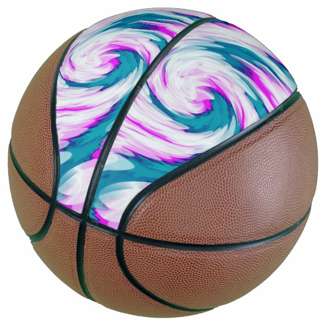 Türkis Rosa Gefärbte Krawatte Swirl Basketball (angewinkelt)