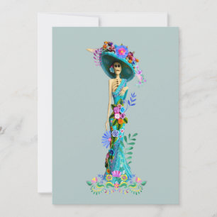 Türkis & Rosa Tag der Toten Eleganten Katrina Feiertagskarte