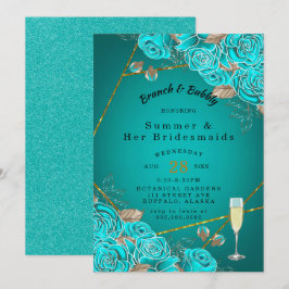 Türkis Rose Gold Bridesmaids Luncheon Einladung