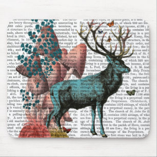 Türkis-Rotwild im Pilz-Wald Mousepad