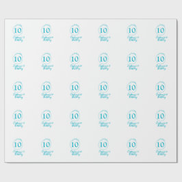 Türkis. Runder Glitzer 10. Geburtstag kühl Geschenkpapier