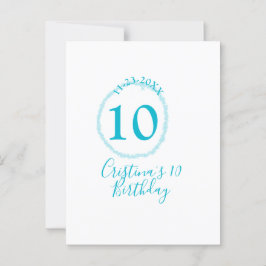 Türkis. Runder Glitzer 10. Geburtstag kühl Postkarte