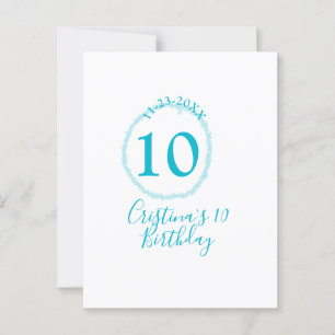 Türkis. Runder Glitzer 10. Geburtstag kühl Postkarte