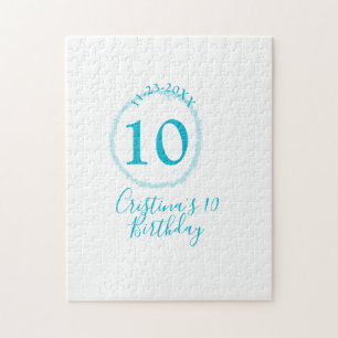 Türkis. Runder Glitzer 10. Geburtstag kühl Puzzle