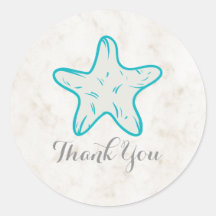 Türkis Rustic Starfish Wedding Vielen Dank