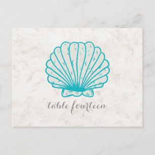 Türkis Rustikale Seashell Tischnummer Postkarte