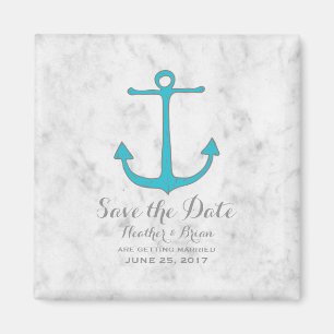 Türkis-rustikaler Anker Save the Date Magnet