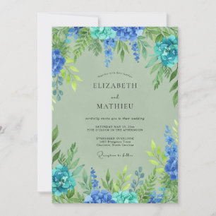 Türkis-Salbei-Botanische Hochzeit Einladung