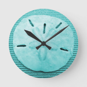 Türkis-Sand-Dollar Runde Wanduhr