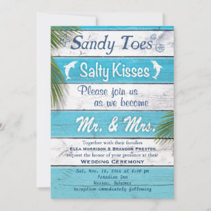 Türkis Sandy Toes salzige Küsse Wedding einladen Einladung