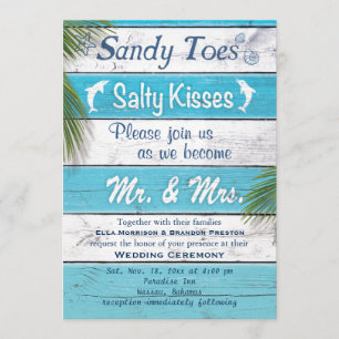 Türkis Sandy Toes salzige Küsse Wedding einladen Einladung